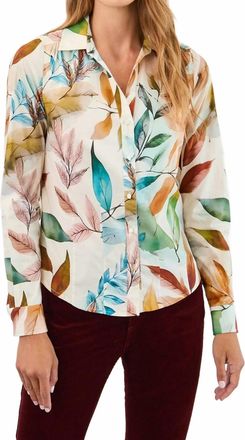 FDJ Split-Neck Long Sleeve Shirt In Miriam Print