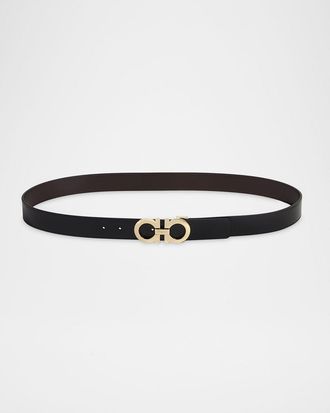Ferragamo Men & apos;s Reversible Double-Gancini Leather Belt