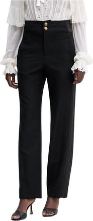 Twinset Broeken, Dames, Zwart, S, Wol, Satin-Panel Tailored Broeken
