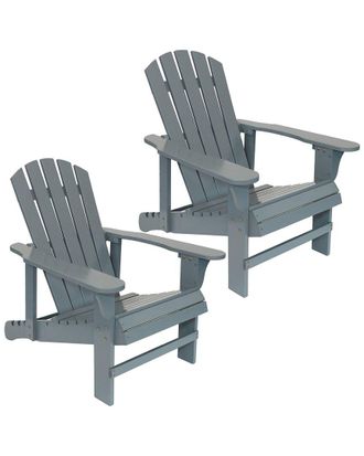 Sunnydaze Adirondack Chairs With Adjustable Backrest Wood