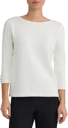 Kasper Box Texture Boat Neck Sweater in Vanilla Ice at Nordstrom, Size X-Large
