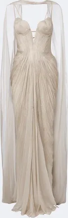 Maria Lucia Hohan Cecilia silk bustier gown and cape set