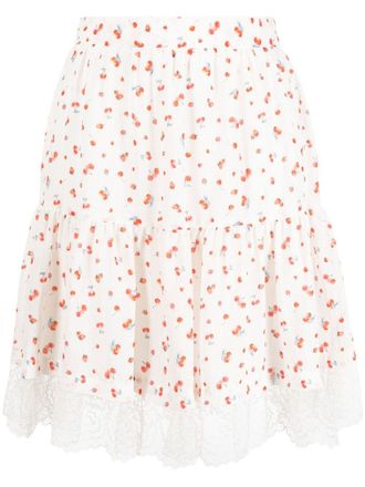 See By Chlo&eacute; cherry pattern ruched skirt - White
