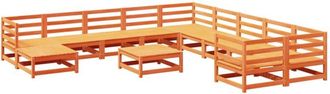 vidaXL Juego De Sof&aacute;s De Jard&iacute;n 12 Pzas Madera Maciza Pino Marr&oacute;n Cera Vidaxl