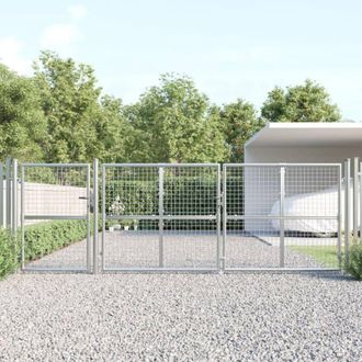 vidaXL Vidaxl - Puerta De Malla De Jard&iacute;n Acero Galvanizado Plateado 400x175cm