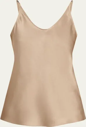 Brunello Cucinelli Cowl Backless Silk Cami Blouse