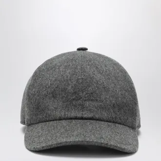 Loro Piana Cappellino da baseball grigio m&eacute;lange in cashmere