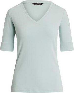 Ralph Lauren STRETCH COTTON ELBOW-SLEEVE V-NECK TEE