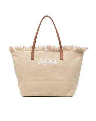 MC2 Saint Barth Mid Fringe Canvas Tote Bag with Logo Detail