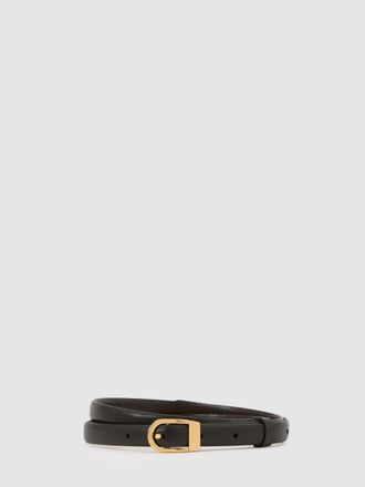 Reiss Black Leather Mini-buckle Belt, XL