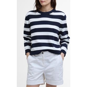 Barbour Bronya Stripe Cotton Blend Sweater in Navy at Nordstrom Rack, Size 14 Us / 18 Uk