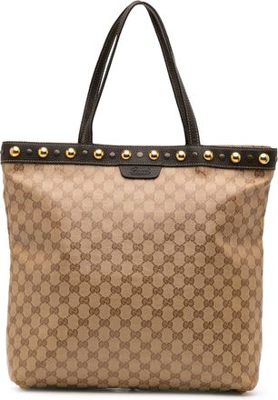 Gucci Pre-owned Womens Studded Monogram Tote Bag - Tan Textile - One Size