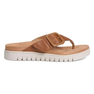 Vionic Uptown Marin Leather Womens Toe Post Sandals - Tan - Size:UK 6.5