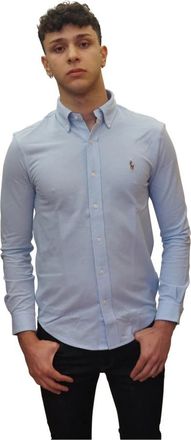 Ralph Lauren Stretch Jersey Overhemd Office Blue - Heren - Casual Overhemden - Blauw - M - Katoen - Overhemden