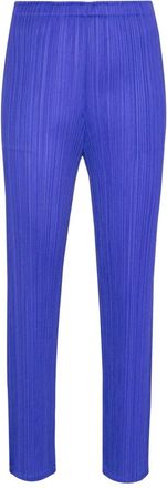 Pleats Please Issey Miyake Blue Vibrant Pleated Straight-Leg Pants