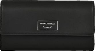 Emporio Armani Leren Portemonnee - Dames - Portefeuilles - Zwart - ONE Size - Leer - Accessoires