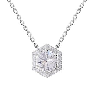 Diamond2Deal 925 Sterling Silver 2.5 ct Round Lab Grown Diamond Pendant Necklace 18