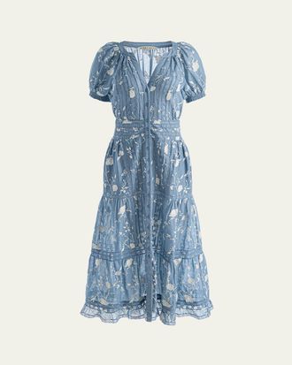Alice & Olivia Kathryn Lace-Trim Midi Shirtdress