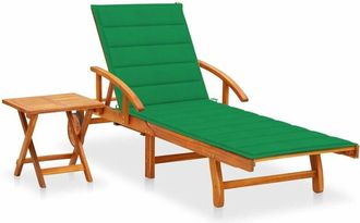 vidaXL Tumbona De Jard&iacute;n Con Mesa Y Coj&iacute;n Madera Maciza De Acacia Vidaxl