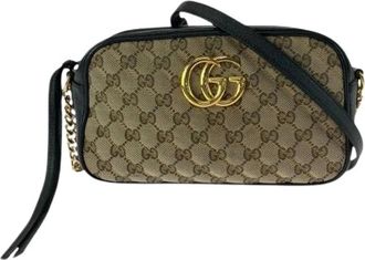 Gucci Pre-owned Cross Body Bags, female, Brown, Size: ONE SIZE Pre-owned GG Marmont GG Canvas Shoulder Bag