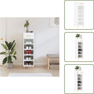 vidaXL The Living Store Scarpiera Bianco Lucido 30x35x105 cm in Legno Multistrato - Scarpiera per casa