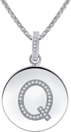 DiamondMuse Diamond Muse 0.10 Cttw Initial Letter Diamond Necklace for Women, Girls, and Men in Sterling Silver