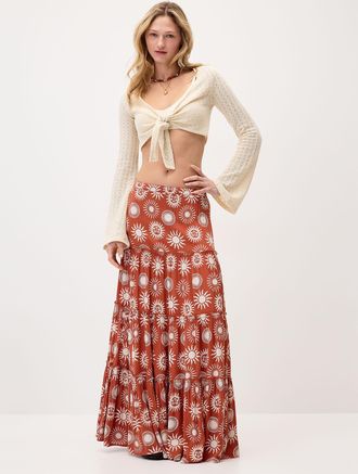 Twik Womens Crinkled ruffled-tier skirt