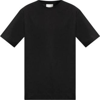 Dries Van Noten Tops, Heren, Zwart, XL, Katoen, Hertz T-shirt