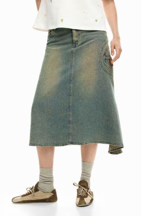 Desigual Asymmetric A-Line Denim Skirt in Blue at Nordstrom, Size X-Small