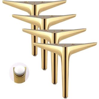 OEM Juego De 4 Patas Triangulares Doradas Para Muebles, Con Acabado Galvanizado Pulido, Ideales Para Armarios, Sof&aacute;s, Mesas De Centro, Soportes De Tv Y Ot