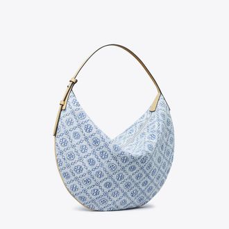 Tory Burch Womens T Monogram Denim Balloon Bag, One Size
