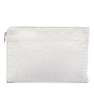 Bottega Veneta Pre-owned Clutches, female, White, Size: ONE SIZE Pre-owned Woven Leather Clutch