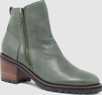 Django & Juliette Womens Birdi Ankle Boot In Dark Olive Leather