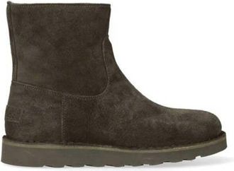 Shabbies Amsterdam Palissa Mia Zip gevoerde suède enkelboots donkerbruin