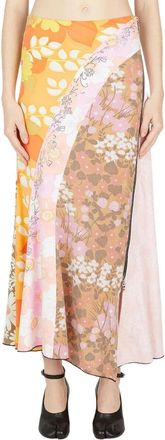 Rave Review Patchwork Bloemenrok - Dames - Midirokken - Veelkleurig - S - Katoen - Rokken