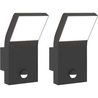 vidaXL Vidaxl - L&aacute;mparas De Pared Led Exterior Con Sensor 2 Uds Aluminio Negro