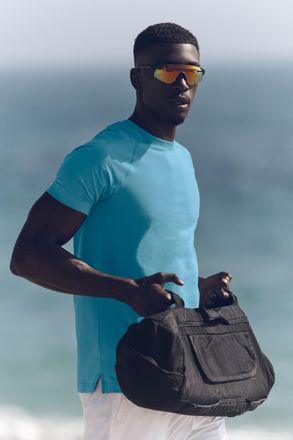 Alo Vapor Crewneck Short Sleeve Top in Blue Breeze, Size: Medium