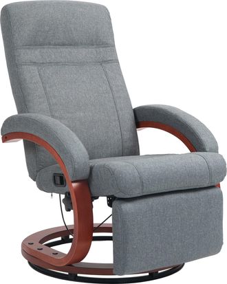 HOMCOM Manual Recliner Swivel Reclining Chair with Footrest Armrests Grey - Beige | TJ Hughes