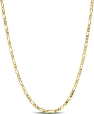 Amour 2.2mm Figaro Chain Necklace In Yellow Plated Sterling Silver, 24 In