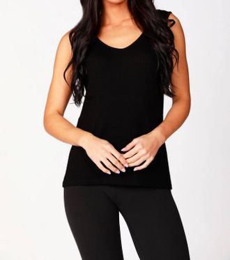 French Kyss Tie Dye V-Neck Tank In Black