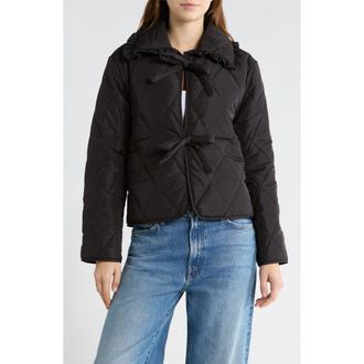 Vigoss Quilted Tie Front Jacket in Black at Nordstrom Rack, Size Large