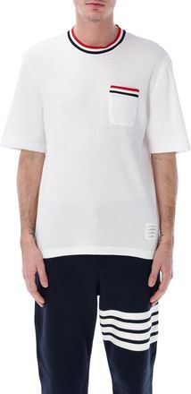 Thom Browne Textured Striped Cotton T Shirt