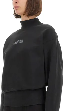 Jean Paul Gaultier Cropped Organic Cotton Sweatshirt - Black