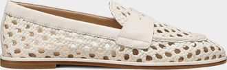 Stuart Weitzman Spencer Woven Leather Penny Loafers