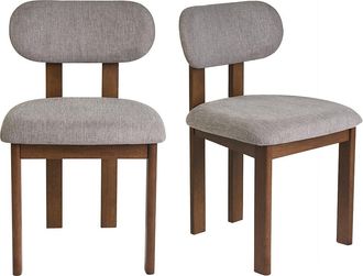 Miliboo Sillas De Tela Efecto Terciopelo Texturizado Gris Y Madera Nogal Oscura (lote De 2) Normi