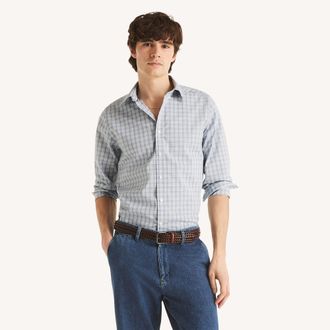 Nautica Mens Slim Fit Wrinkle-Resistant Plaid Shirt