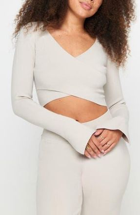 Spiritual Gangster Hadley Wrap Crop Sweater in Birch at Nordstrom Rack, Size X-Large