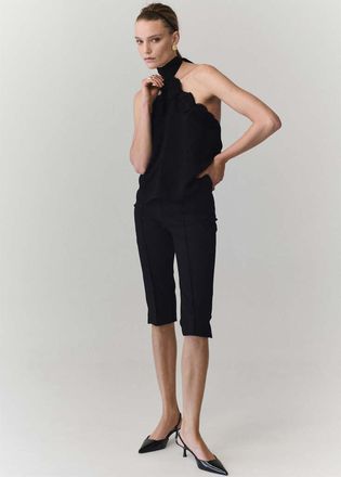 Mango Top halter dettaglio fiori nero - Donna - S - MANGO