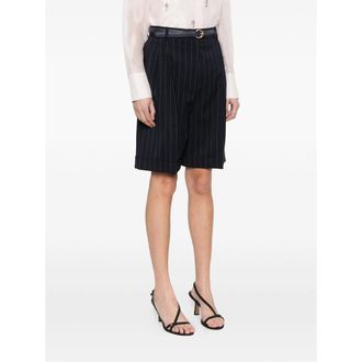 Max Mara Pinstriped Wool Shorts - Navy