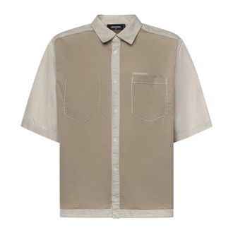 Dsquared2 Short Sleeve Shirts, male, Beige, Size: XL Inside Out Short Sleeves Shirt